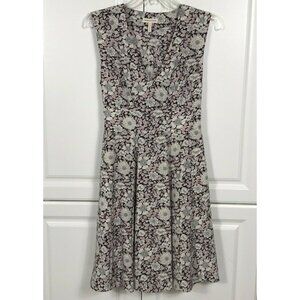 Rebecca Taylor Dress Size 4 Lindsay Black Pink Floral Silk Sleeveless V Neck